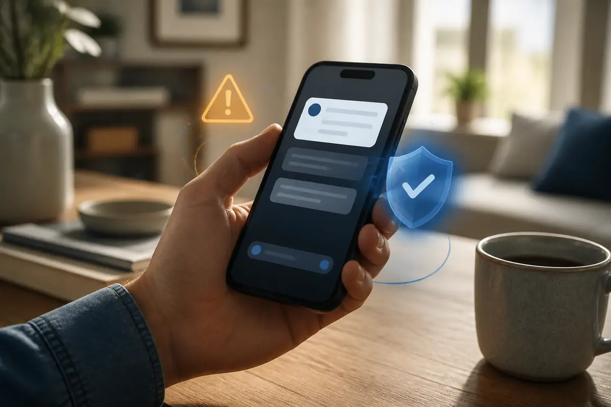 Illustration zu verdächtigen Nachrichten und Phishing